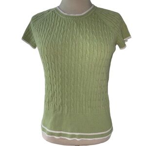 Tiara International sweater shirt sleeve rounded neckline stripes size large